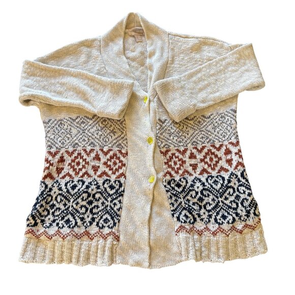 Women's 90's Fair Isle Cardigan Sweater 3/4 Sleeves Forever 21 Contemporary - Picture 2 of 4